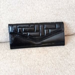 Hobo International black patent leather envelope clutch